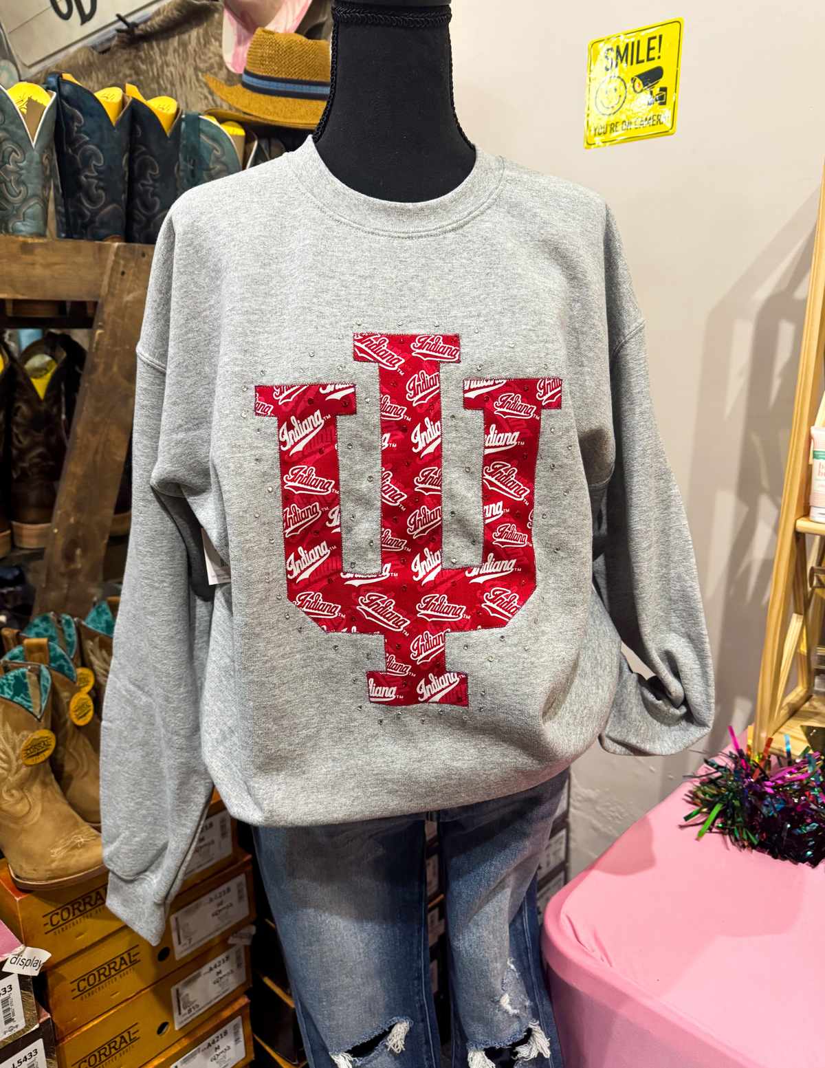 Indiana University Spirit Stitch Crew Neck Sweatshirt